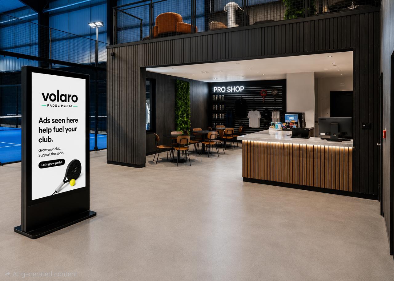 Padel pro shop with Volaro digital signage