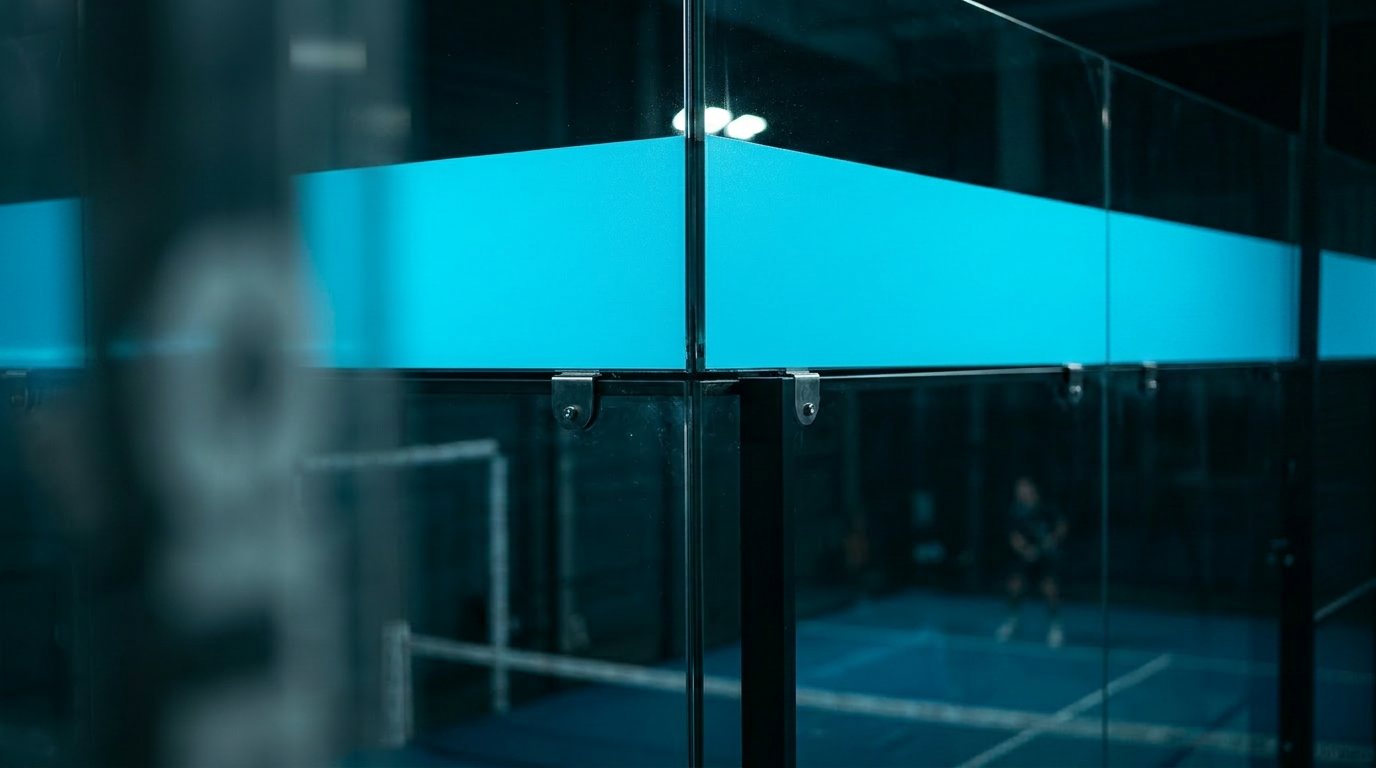 Padel court with courtside branding